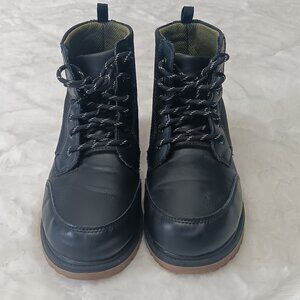 boys black memory foam lace up combat style boots